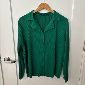Adrianna Papell Green Button Down Shirt Blouse
